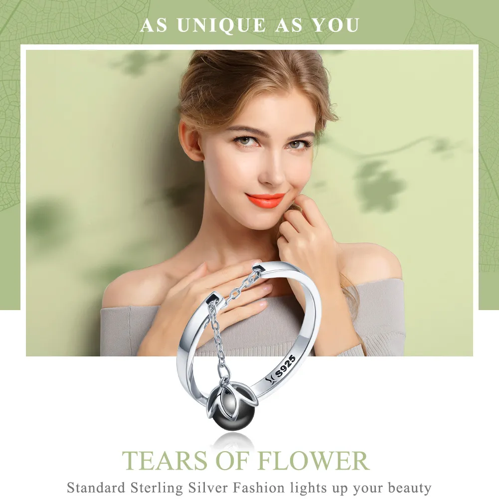 Silver Tears of Flowers Ring - PANDORA Style - SCR314