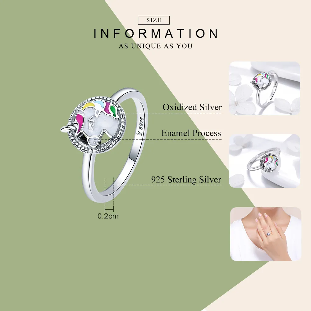 Silver Unicorn Memory Ring - PANDORA Style - SCR388